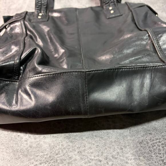 Kenneth Cole Black Leather Tote Bag - Picture 4 of 7